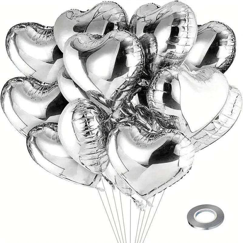 Silver Heart 18-inch Helium Foil Balloon