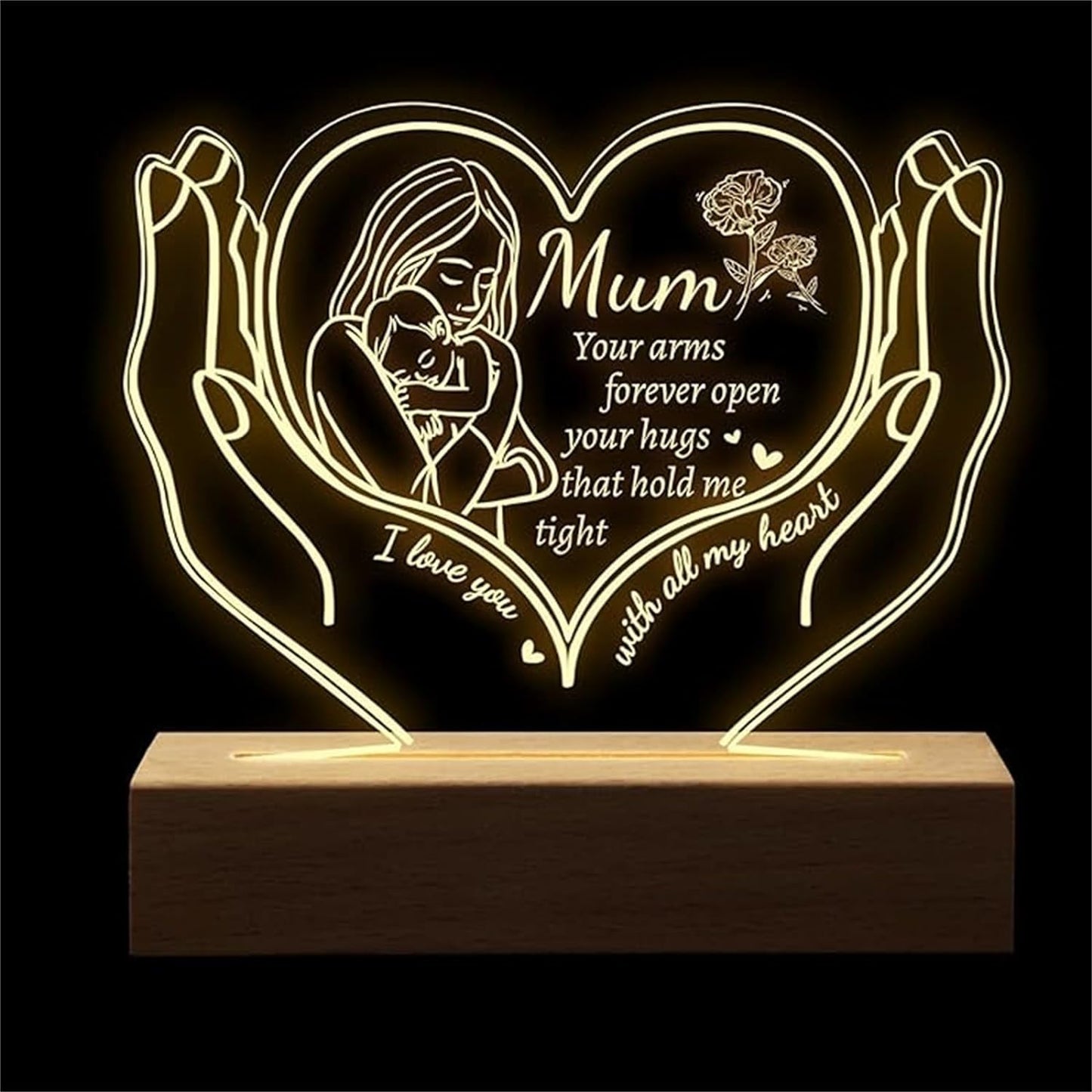 Mothers Gifts Engraved Night Light