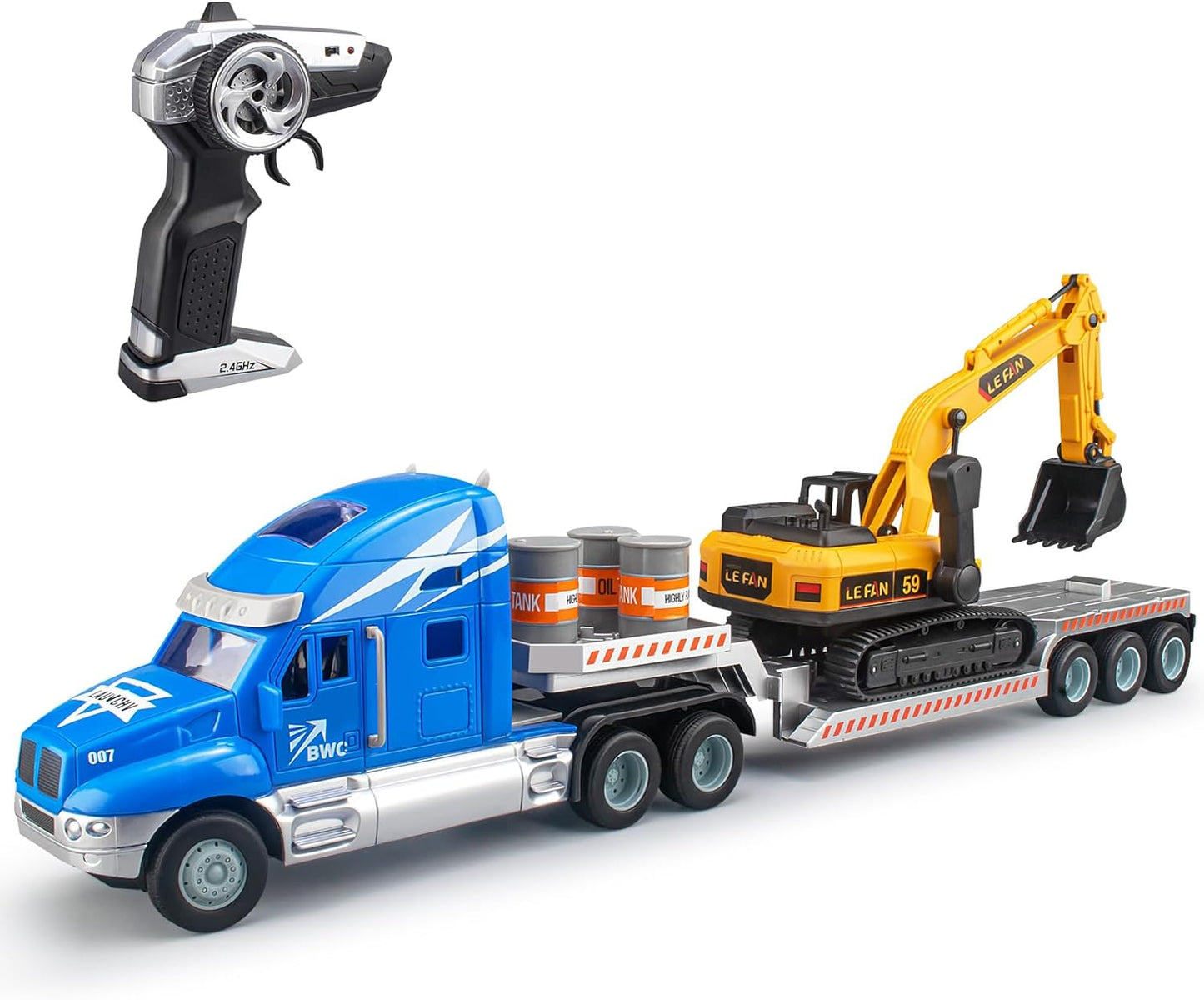 Remote Control Semi Truck with Excavator