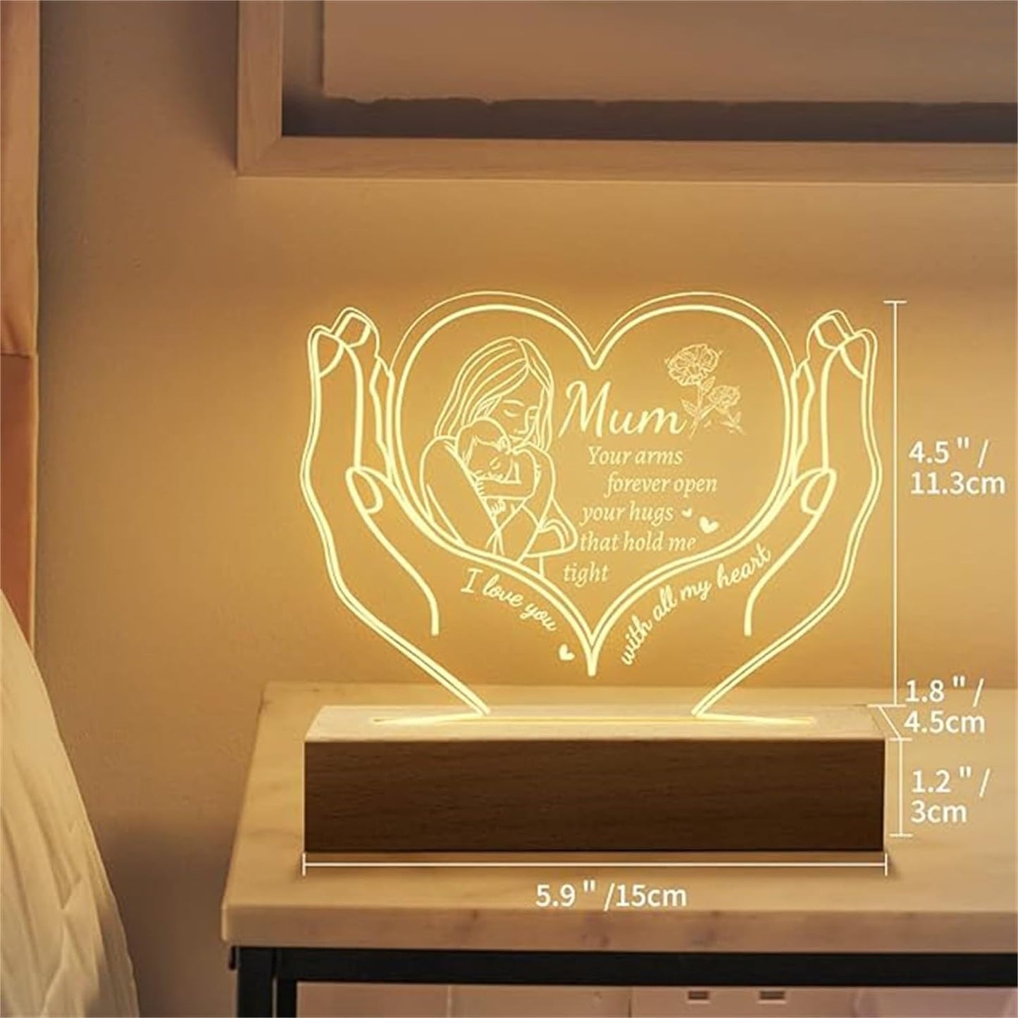 Mothers Gifts Engraved Night Light