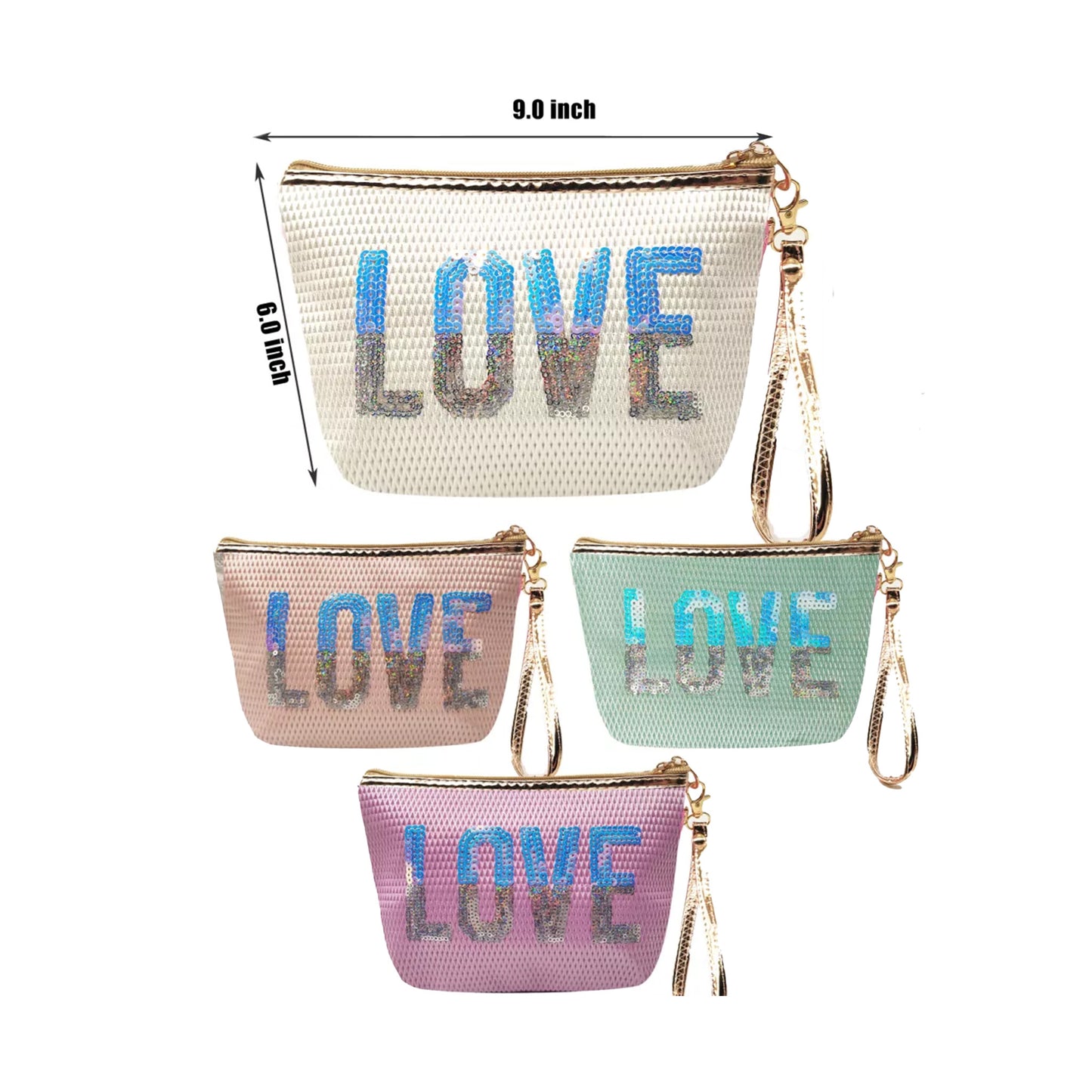 LOVE Sequin Makeup Bag