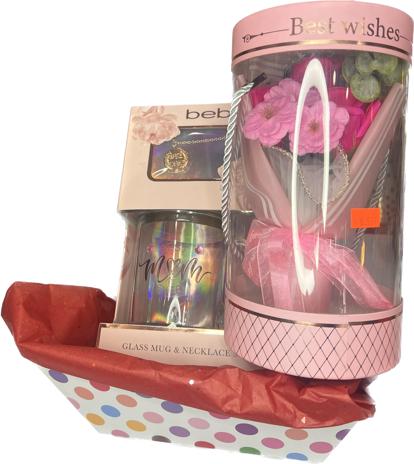 mothers gift basket preserved set roses, best mom ever Coffe mug with necklace, mom engraved butterfly note