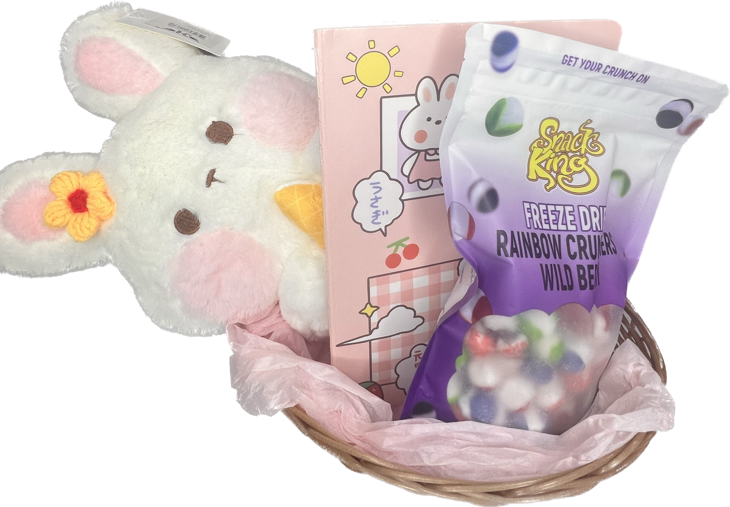 12-inch Special bunny basket , freeze dried skittles ,easter journal