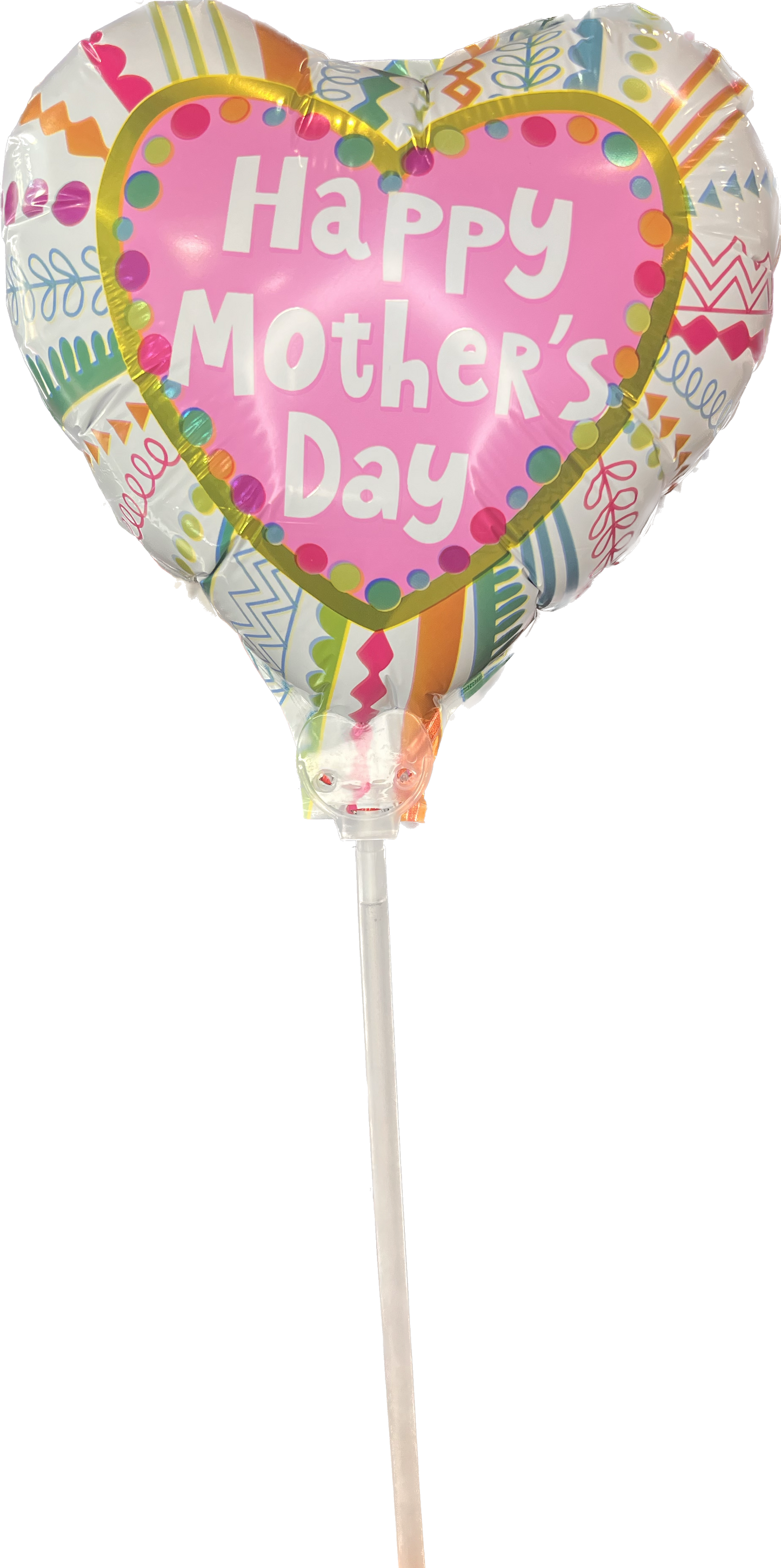 happy Mother's Day 10-inch pre-inflated stick balloon