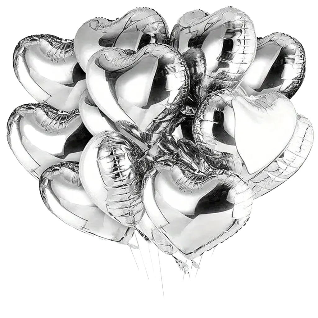 Silver Heart 18-inch Helium Foil Balloon