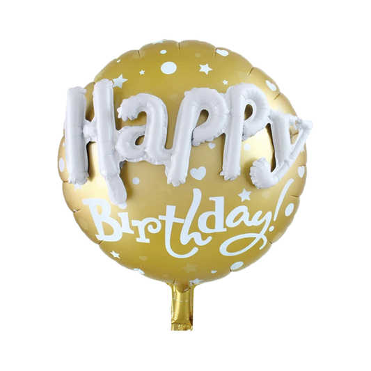 Happy Birthday 18-inch Helium Foil Balloon With Volumetric Inscription