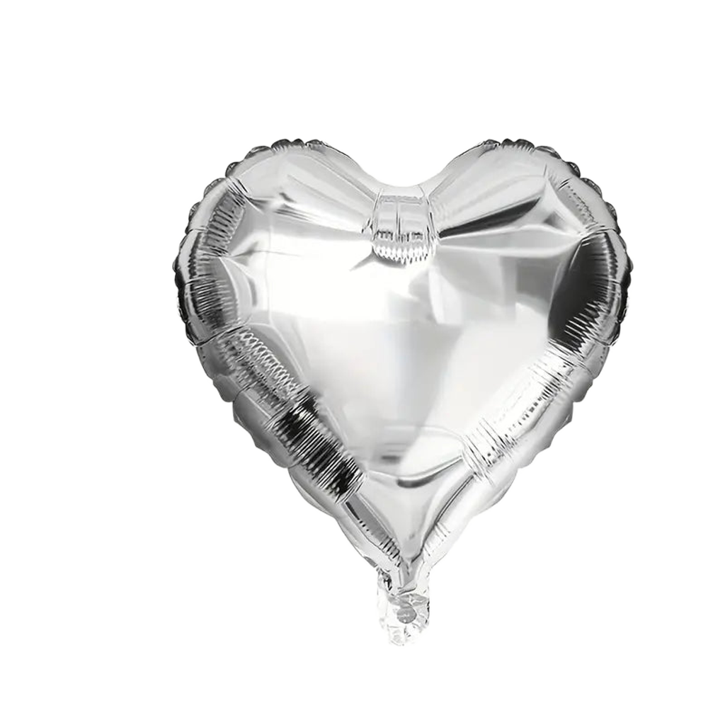 Silver Heart 18-inch Helium Foil Balloon