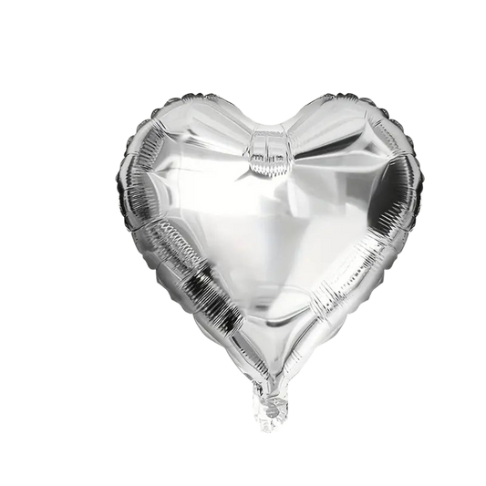Silver Heart 18-inch Helium Foil Balloon