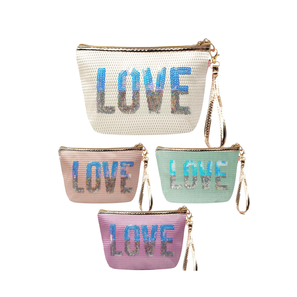 LOVE Sequin Makeup Bag